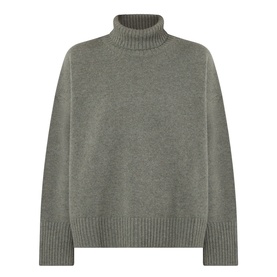 Soeur grey merino wool turtleneck jumper with ribbed cuffs, hem and collar, relaxed oversized fit