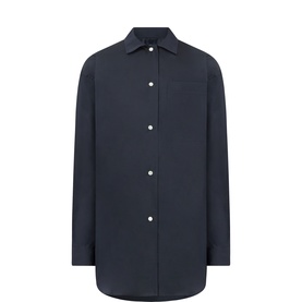 Soeur navy shirt with classic collar, button-front placket, and long sleeves in a relaxed fit