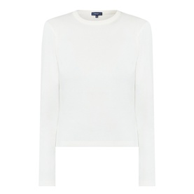 Soeur white long-sleeve crew-neck T-shirt in 100% cotton with a slim, structured fit