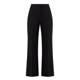 Ted Baker black wide-leg trousers with high waist, belt loops, and flared hem in polyester-viscose blend