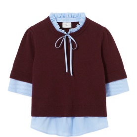 Striped Trim Layered Knitted Sweater