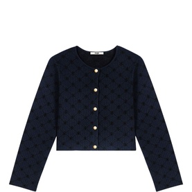 Embellished Jacquard Argyle Cardigan