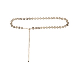 Claude Pierlot metallic gold coin disc belt with adjustable drop chain fastening and small bead detail