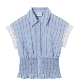 Striped Lace Trim Shirt