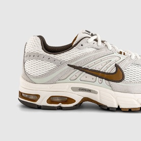 Nike Air Max Tailwind trainer in Phantom Tan Sail Baroque, white mesh upper with tan swoosh, visible Air cushion unit, gum sole