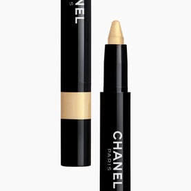 Chanel 3-In-1 Eyeshadow-Eyeliner-Kohl Pencil in Baby Yellow, shown capped and uncapped revealing pale yellow tip