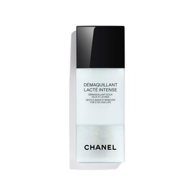 Chanel D&eacute;maquillant Lact&eacute; Intense Gentle Makeup Remover for Eyes and Lips in a clear pump bottle with black cap
