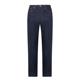 Edwin 3049 Loose Jeans in blue rinsed wash, straight-leg silhouette, five-pocket design, 100% cotton denim