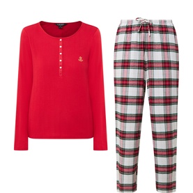Two-Piece Logo Henley Long Pyjama Set