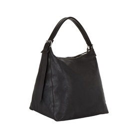 Lemaire dark chocolate veal leather hobo bag with single top handle and silver-tone hardware, structured base and soft slouched body