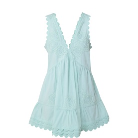 Embroidered Low Back Mini Dress