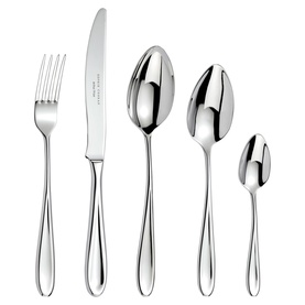 Arthur Price Rivrlin Eight-Person Cutlery Set 34-Piece in silver 18/10 stainless steel, showing fork, knife, and three spoons