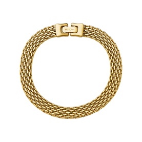 Missoma gold woven mesh bracelet with rectangular box clasp closure