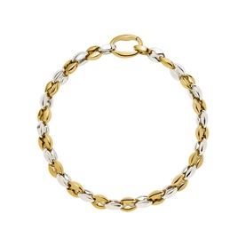 Missoma gold and silver two-tone interlocking oval link bracelet with spring ring clasp