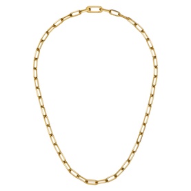 Missoma gold elongated paperclip chain-link necklace, polished finish, medium length