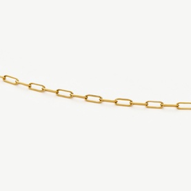 Missoma gold paperclip chain necklace, elongated rectangular links with polished finish