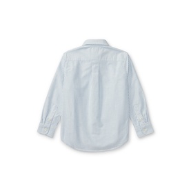 Ralph Lauren children's light blue stripe long-sleeve shirt, back view, with chest pocket and button cuffs