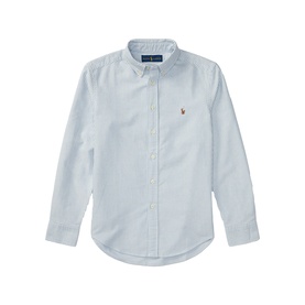 Ralph Lauren children's light blue stripe long-sleeve Oxford shirt with button-down collar and embroidered pony logo