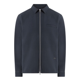 Samsoe & Samsoe Dark Grey Mel casual jacket with full-length zip, spread collar, and chest pocket detail