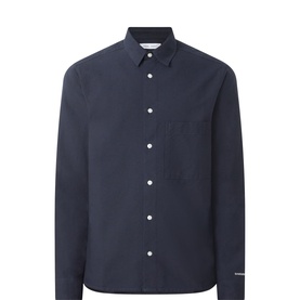 Samsoe & Samsoe Casual Shirt in Salute navy, long-sleeve cotton with button front, chest pocket and tab detail at cuff