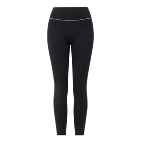 Tala leggings in Shadow Black with white trim waistband detail, full-length slim fit, 75% polyamide construction