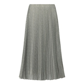 Vince light green pleated midi skirt in metallic polyester with accordion pleating and elasticated waistband