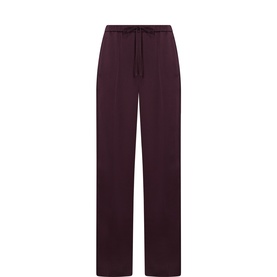 Drawstring Satin Wide Leg Trousers