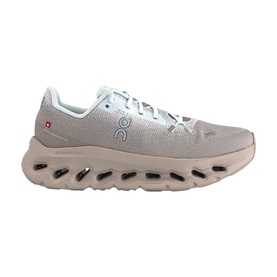 On Running Cloudtilt trainer in Cinder Iceberg, mesh upper, chunky perforated midsole, white laces, red logo detail