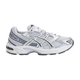 Asics Gel-1130 trainer in Glacier Grey and Pure Silver, mesh and synthetic upper, white rubber sole with grey overlays