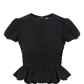 Ruched Puff-Sleeve Top