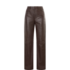 Leather Straight Leg Trousers