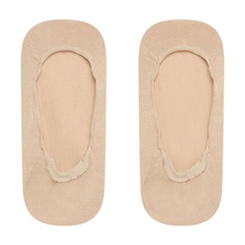 Wolford socks in Sisal, low-cut no-show style with lace trim edge, flat lay pair view