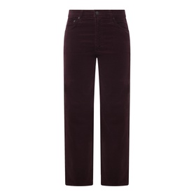 Citizens of Humanity straight-leg jeans in eggplant corduroy, high-rise waist, cropped wide-leg cut, five-pocket style