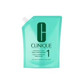 Clinique Clarifying Lotion Twice a Day Exfoliator No.1 Very Dry/Dry in mint green refill pouch