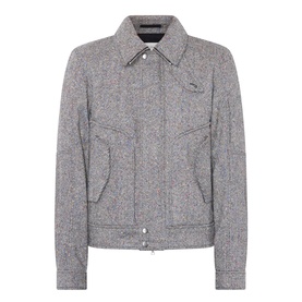 Dries Van Noten black wool casual jacket with point collar, zip fastening, and flap pockets
