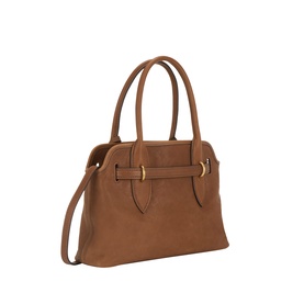 Miu Miu Rovere calfskin leather crossbody bag with dual top handles, gold-tone hardware, and removable shoulder strap