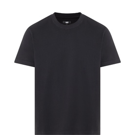 Paige black crew neck T-shirt in 100% cotton, short sleeves, clean minimal design, ghost mannequin shot
