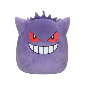 Pok&eacute;mon Gengar purple plush soft toy with red eyes, wide grin, and spiky head. Medium size, velvety texture.