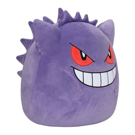 Pok&eacute;mon Gengar purple plush soft toy with spiky back, wide grin and red eyes, large squishmallow-style design