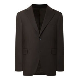 Tiger of Sweden 1903 Single-Breasted Blazer in Coffee, peaked lapels, single button fastening, flap pockets, kissing sleeve buttons