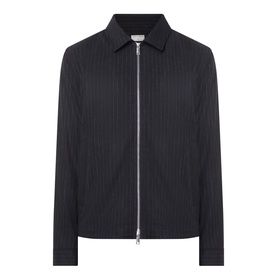 Tiger of Sweden Blue Function suit jacket in wool blend, zip-front with point collar and tonal pinstripe texture