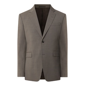 Tiger of Sweden stone suit jacket in yak, alpaca and wool blend, single-breasted with notch lapel and flap pockets