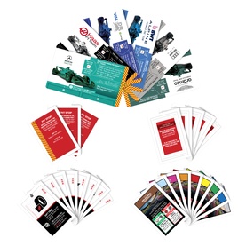 Board Games Monopoly multi-coloured card game sets, showing three fanned arrangements of vibrant illustrated cards in various colours