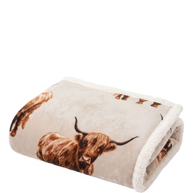 Angus Cow Sherpa Throw Beige