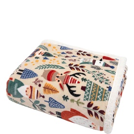 Dramen Village Festive Sherpa Throw Multi