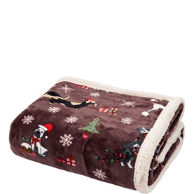 Festive Dogs Sherpa Throw Wine