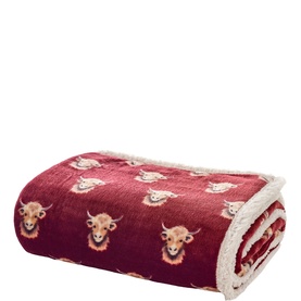 Highland Cows Sherpa Throw Burgandy