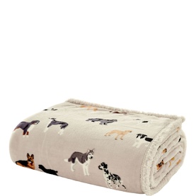 Mixed Dogs Sherpa Throw Oatmeal