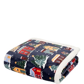 Oslo Houses Festive Sherpa Throw Navy
