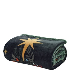 Traditional Tree Sherpa Throw Navy